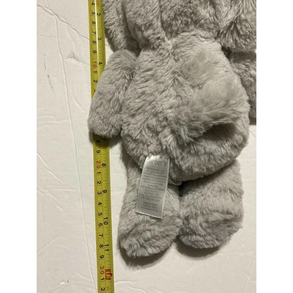 CARTER'S Soft Gray Elephant PLUSH RIBBED EARS Stuffed‎ Animal